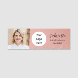 Etiqueta De Nome Modern Dusty Rose Botanical Photo Script 