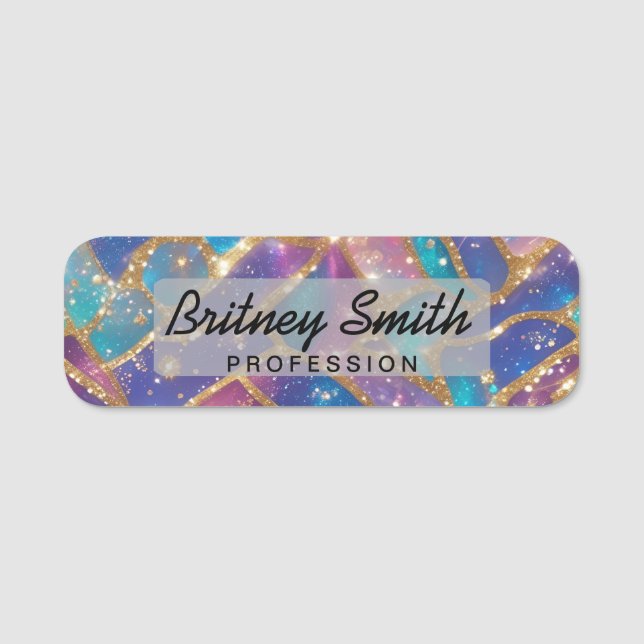 Etiqueta De Nome Modern glitter opal background (Frente)