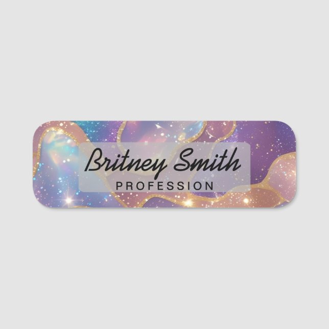 Etiqueta De Nome Modern glitter opal background (Frente)