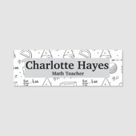 Etiqueta De Nome Modern Math Teacher Classic Name Tag