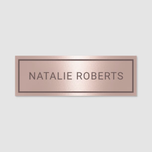 Etiqueta De Nome Moderno Blush Rosa Dourado Hair e Makeup Artist Sa