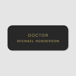 Etiqueta De Nome Moderno Elegante Mínimo Negro Dourado Monograma