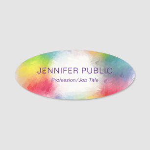 Etiqueta De Nome Moderno Elegante Tendy Modelo Rainbow Colors