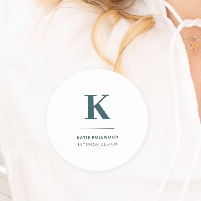 Etiqueta De Nome Moderno Verde Mínimo Moderno Grande Inicial (Criador carregado)