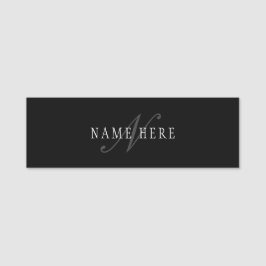 Etiqueta De Nome Monograma Personalizável Elegante | Preto Cinza Br
