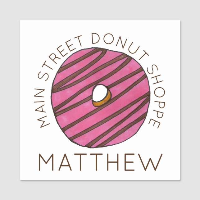 Etiqueta De Nome Morango-zebra Rosquinha-de-rosquinha (Frente)