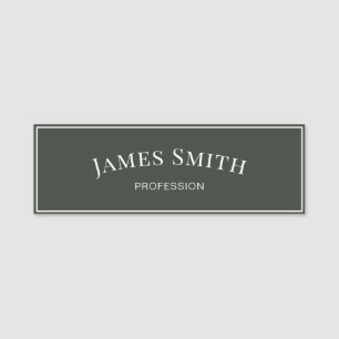 Etiqueta De Nome Moss Dark Green & White Border: Minimalista Elegan