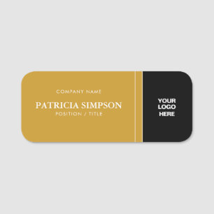 Etiqueta De Nome Mostarda Escura Amarelo E Preto: Moderna Captura d