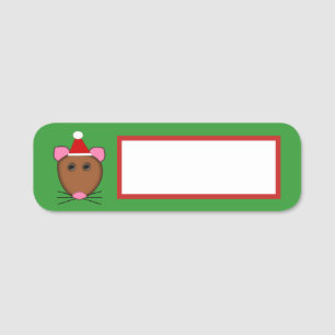 Etiqueta De Nome Mouse Feliz de Natal