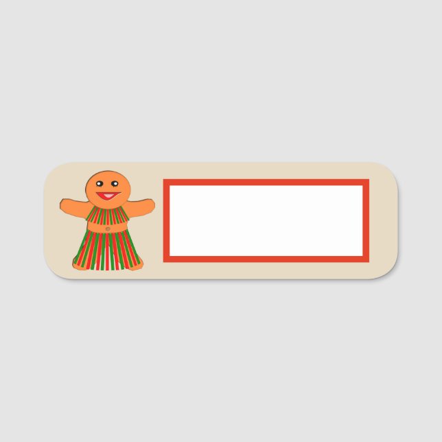 Etiqueta De Nome Mulher do Gingerpão do Partido de Natal (Frente)