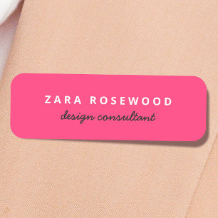 Etiqueta De Nome Na moda Trendy Hot Pink Moderno Minimalista Femini