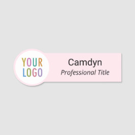 Etiqueta De Nome Nametag em círculo rosa com formato redondo do log