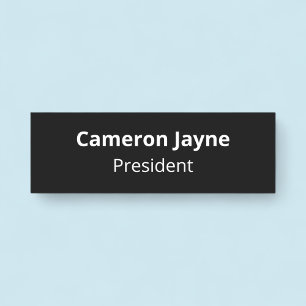 Etiqueta De Nome Nametag preto e branco sem pino ou ímã de logotipo