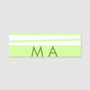 Etiqueta De Nome Neon green stripes monograma com letra grega