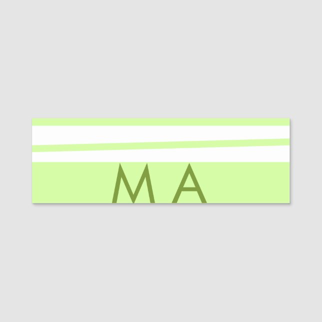 Etiqueta De Nome Neon green stripes monograma com letra grega (Frente)