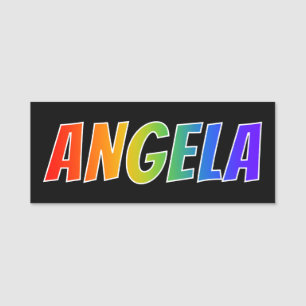 Etiqueta De Nome Nome "ANGELA": Coloração do arco-íris do