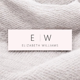 Etiqueta De Nome Nome com Monograma Minimalista Elegante Rosa Corad