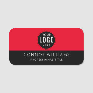 Etiqueta De Nome Nome de Logotipo Empresarial Preto Vermelho Modern