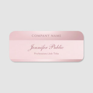 Etiqueta De Nome Nome de Script Dourado de Rosa com Manuscrito para