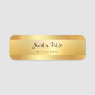 Etiqueta De Nome Nome de Script Manuscrito Dourado Elegant Modelo