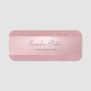 Etiqueta De Nome Nome de Script Manuscrito Glitter Dourado do Elega