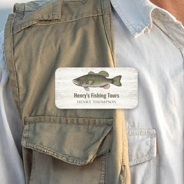 Etiqueta De Nome Nome do Funcionário da Empresa Personalizado para  (Fishing Business Custom Name Tag.)
