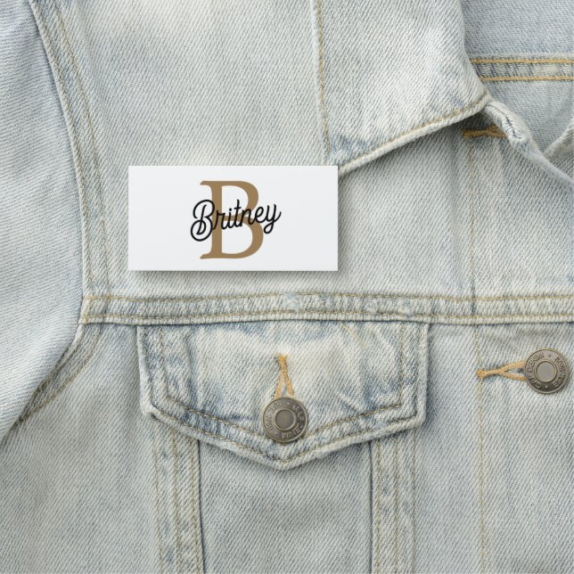 Etiqueta De Nome Nome do Monograma Elegante Moderno Script Dourado  (In Situ)