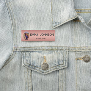 Etiqueta De Nome Nome do Professor Personalizado com Foto – Rose Go