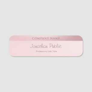 Etiqueta De Nome Nome do Script de Caligrafia Moderna Elegante Rosa