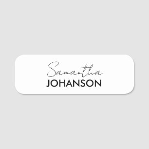 Etiqueta De Nome Nome do Script do Monograma Simples minimalista