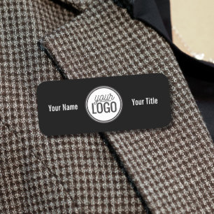 Etiqueta De Nome Nome e Logotipo Profissional Preto e Branco em Neg