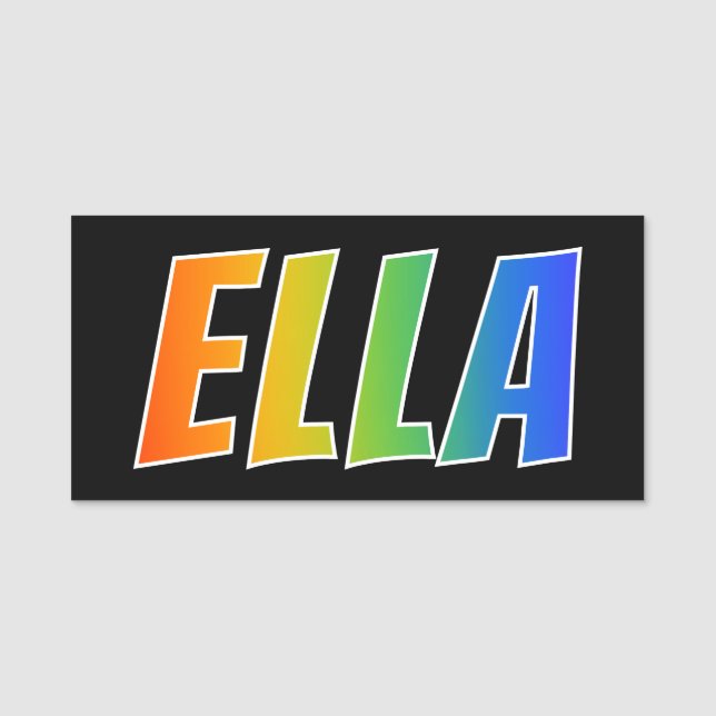 Etiqueta De Nome Nome "ELLA": Coloração do arco-íris do (Frente)