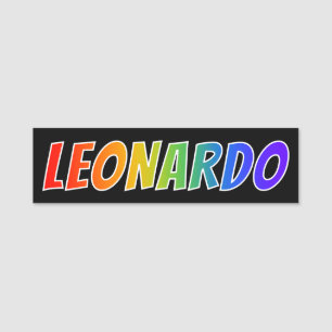 Etiqueta De Nome Nome "Leonardo": Coloração do arco-íris do