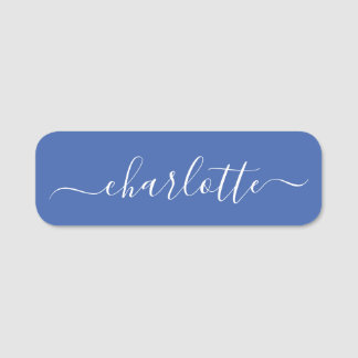 Etiqueta De Nome Nome Moderno de Script Elegante - Azul Personaliza
