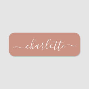 Etiqueta De Nome Nome Moderno Personalizado do Script Elegante Terr