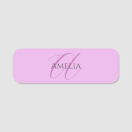 Etiqueta De Nome Nome Monograma - Letra Inicial Orchid & Lilac