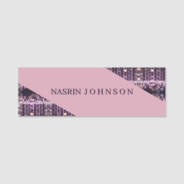 Etiqueta De Nome Nome personalizado com fundo rosa mágico