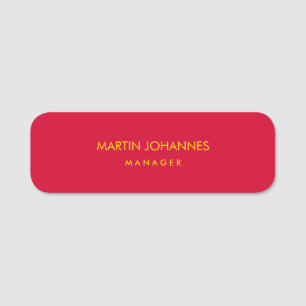 Etiqueta De Nome Nome Personalizado de Cor Dourada Vermelha Elegant