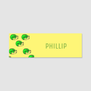 Etiqueta De Nome Nome personalizado verde capacete amarelo