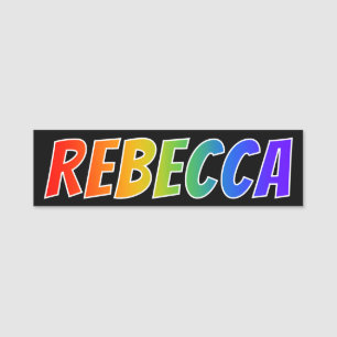 Etiqueta De Nome Nome "REBECCA": Coloração do arco-íris do