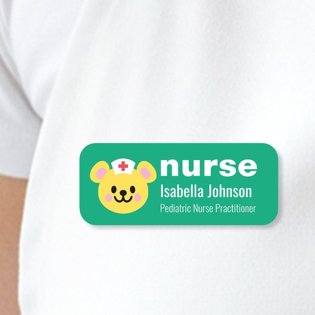 Etiqueta De Nome Nurse Custom Name Cute Dog Blue (Criador carregado)