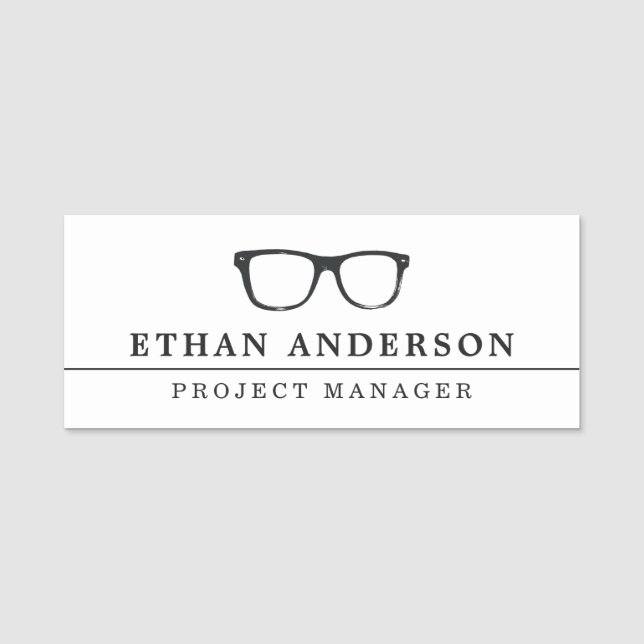 Etiqueta De Nome Óculos graves | Engraçado Personalizado (Frente)