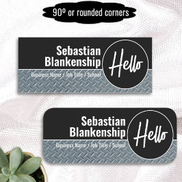 Etiqueta De Nome Olá Faux Diamond Plate Professional