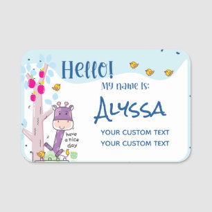 Etiqueta De Nome Olá, Meu Nome É ... Nome Personalizado Girafa
