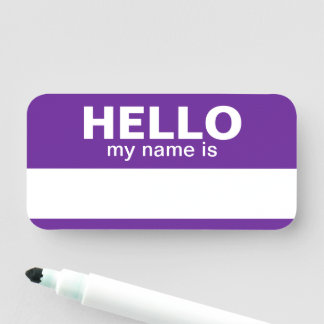 Etiqueta De Nome Olá, meu nome é - Roxo - Quadro Branco para Funcio