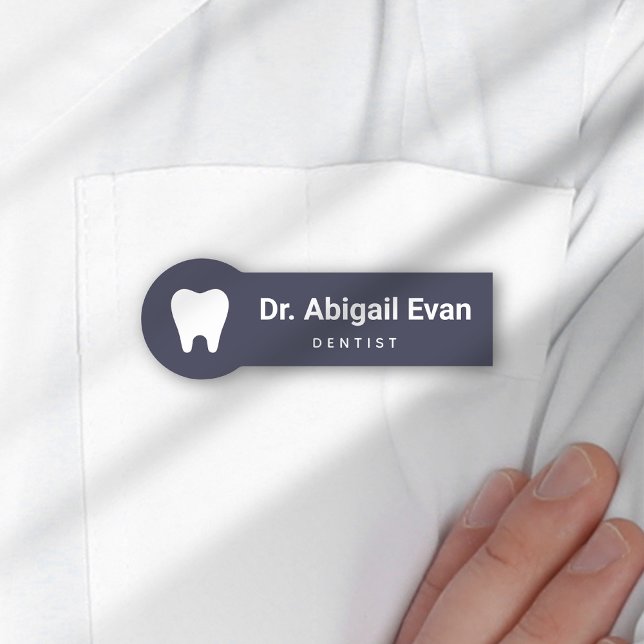Etiqueta De Nome Ortodontista de Ícone Dente Moderno (Modern Tooth Icon Professional Orthodontist Name Tag)