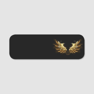 Etiqueta De Nome Ouro Angel Wings sobre fundo preto