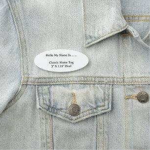 Etiqueta de Nome Oval 3X1.25 Personalizada Estilo