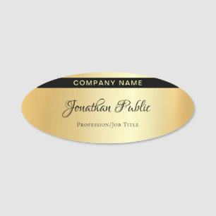 Etiqueta De Nome Oval Dourado do modelo do nome escrito à mão