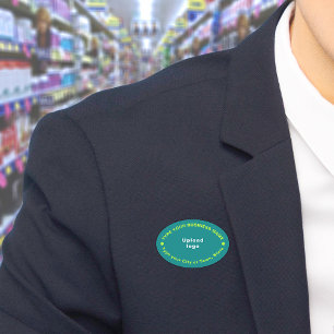 Etiqueta de Nome Oval Teal Marca Comercial